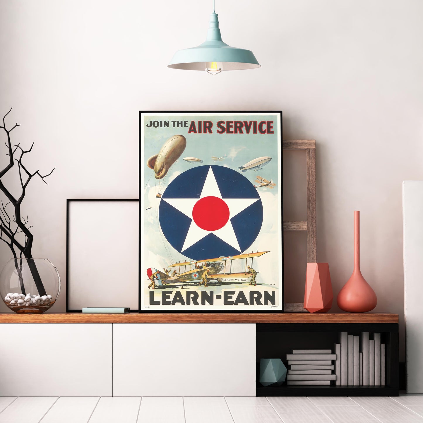 Join the Air Service, Learn-Earn / American recruitment poster