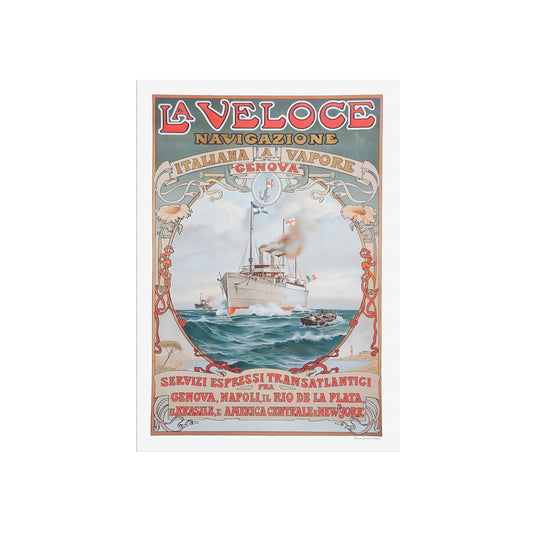 La Veloce Vintage Poster - Maritime Art Nouveau from 1889, Genoa to New York by Steamship