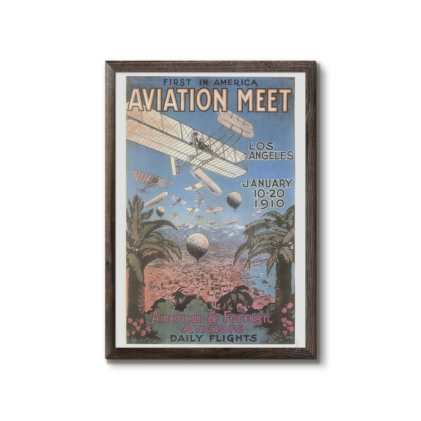 Flyvehistorisk plakat med Los Angeles International Air Meet at Dominguez 1910