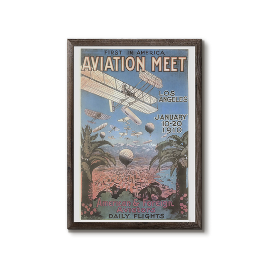 Flyvehistorisk plakat med Los Angeles International Air Meet at Dominguez 1910