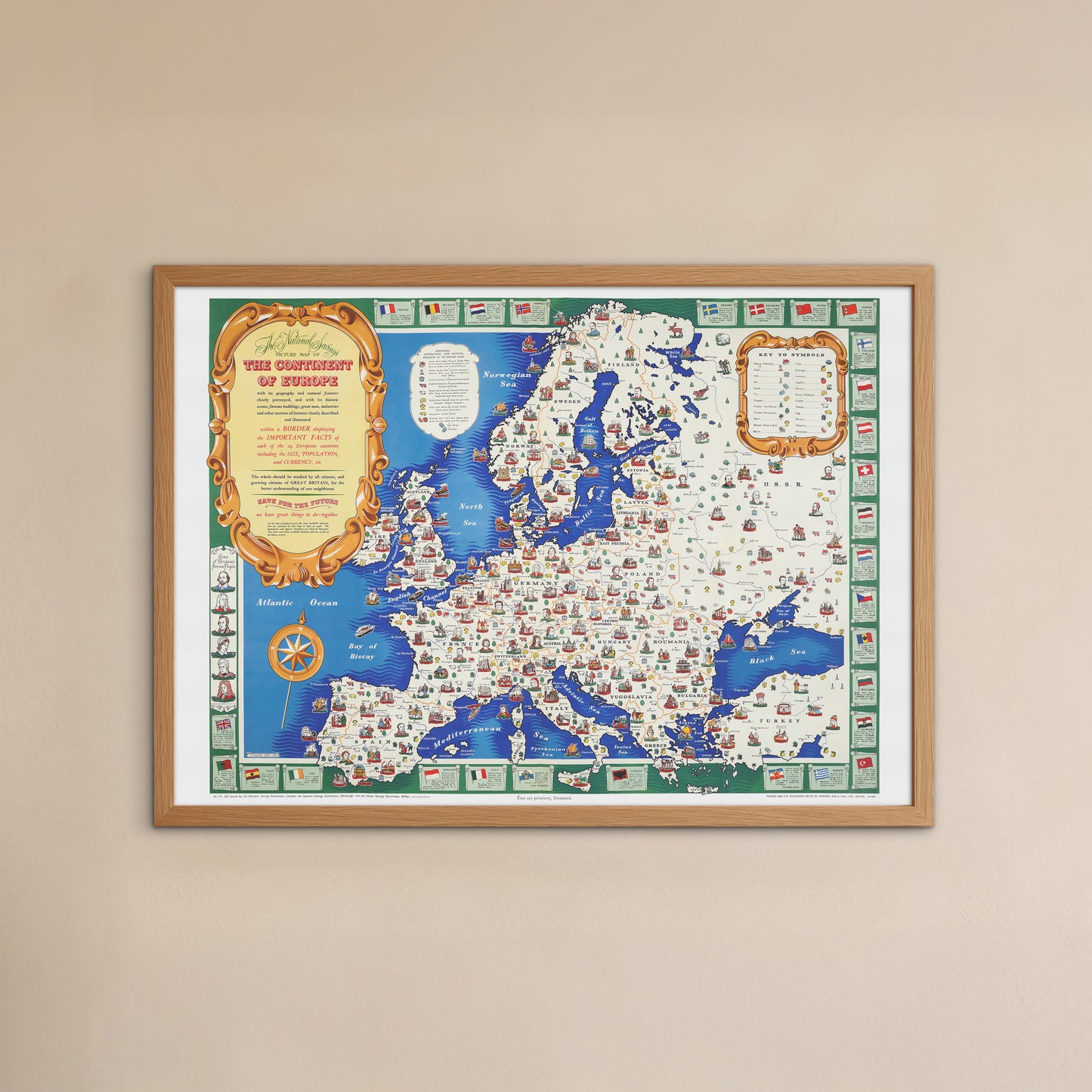 Map of Europe from 1946 - Historical map from the post-war period, by H. Charles Paine