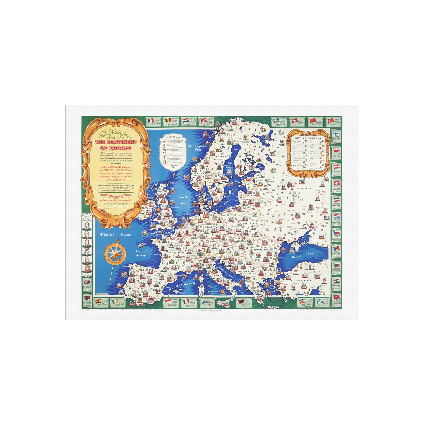 Map of Europe from 1946 - Historical map from the post-war period, by H. Charles Paine