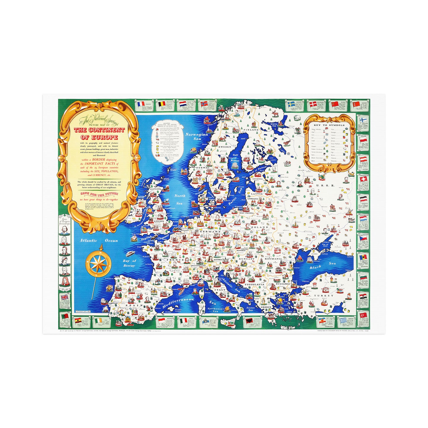 Map of Europe from 1946 - Historical map from the post-war period, by H. Charles Paine