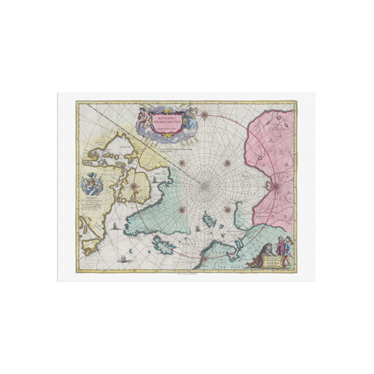 Historisk Polarkort: "Regiones Sub Polo Arctico" af Joan Blaeu (1665)