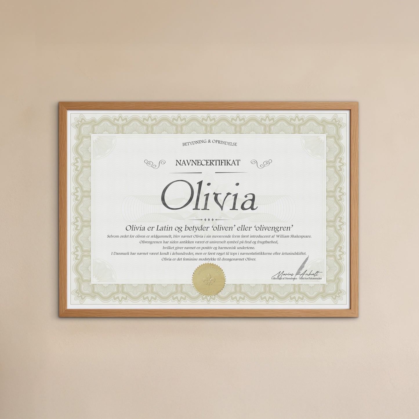 Hvad betyder Olivia | Navnecertifikat med Betydning & Oprindelse