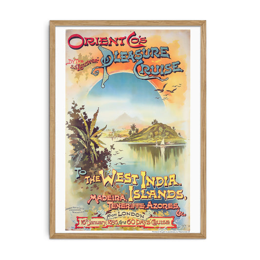 Vintage 1895 Orient Co.'s Pleasure Cruise Plakat - SS Lusitania til Eksotiske Destinationer