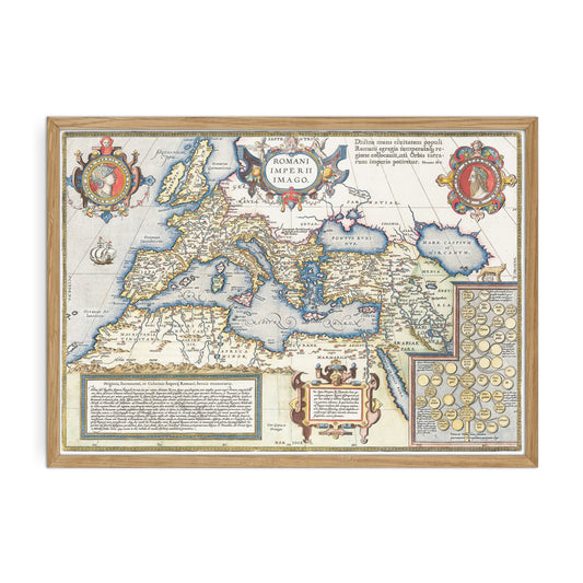 Kort over det Romerske Rige af Abraham Ortelius, 1603