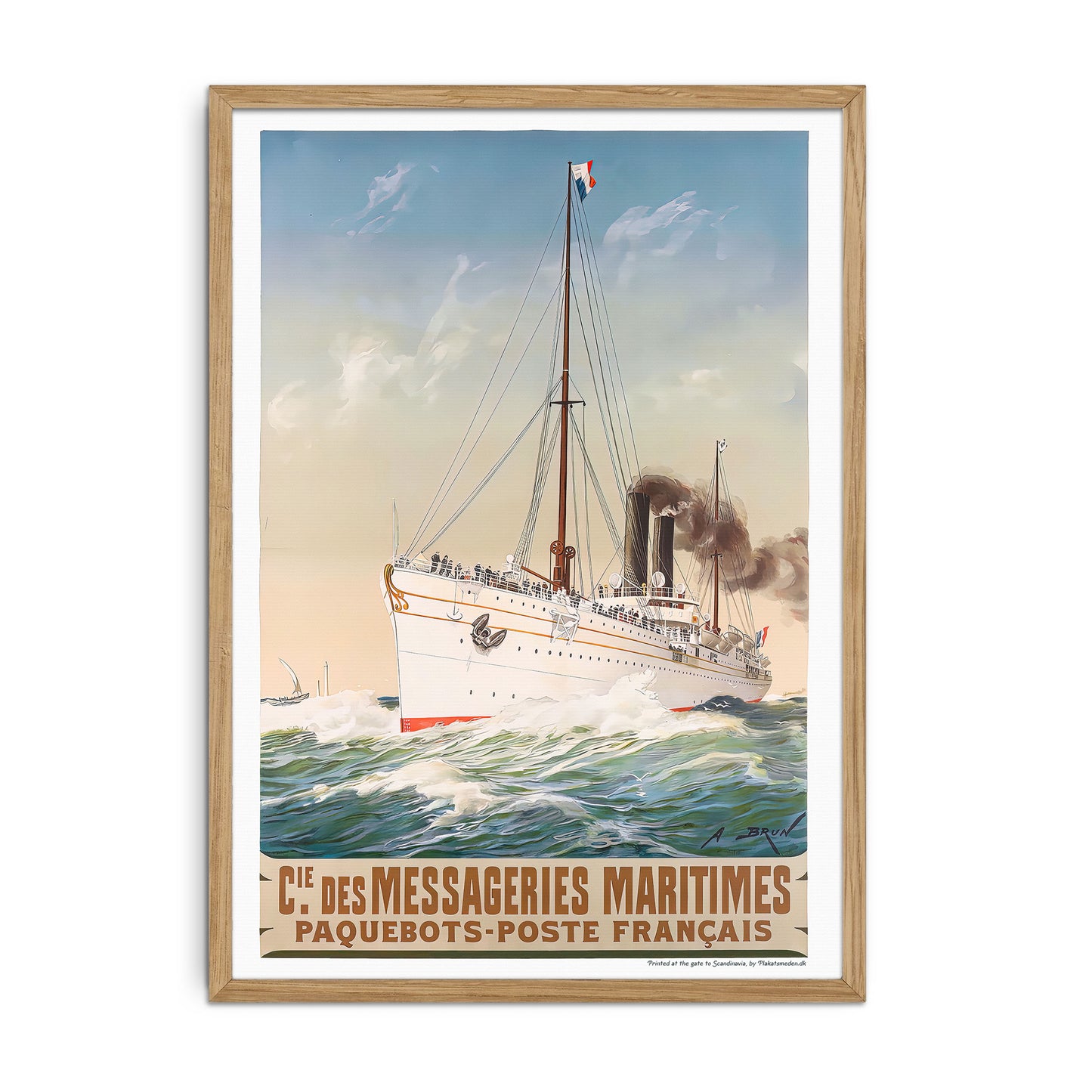 SS Annam, Vintage Maritim plakat af A. Brun – Hyldest til Luksusskibet SS Annam / Troppetransport SS Karnak