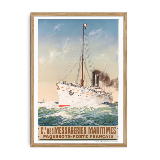 SS Annam, Vintage Maritim plakat af A. Brun – Hyldest til Luksusskibet SS Annam / Troppetransport SS Karnak