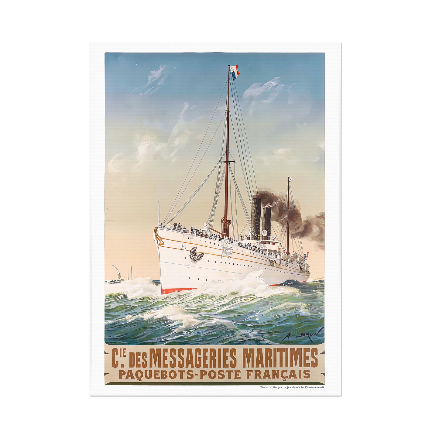 SS Annam, Vintage Maritim plakat af A. Brun – Hyldest til Luksusskibet SS Annam / Troppetransport SS Karnak