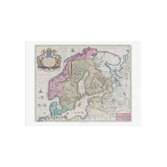 Historisk Skandinavisk Kort: "Svecia, Dania et Norvegia" af Joan Blaeu (1665)