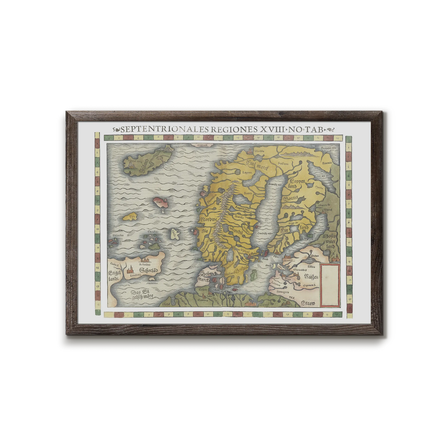Septentrionales Regiones, kort over Skandinavien