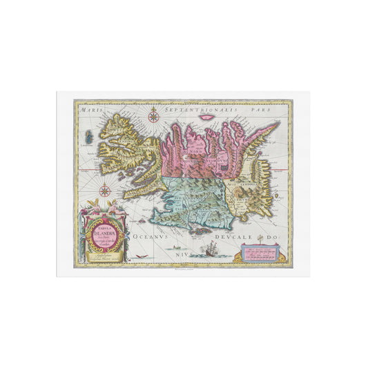 Historisk Islandskort: "Tabula Islandiæ" af Joan Blaeu (1665)