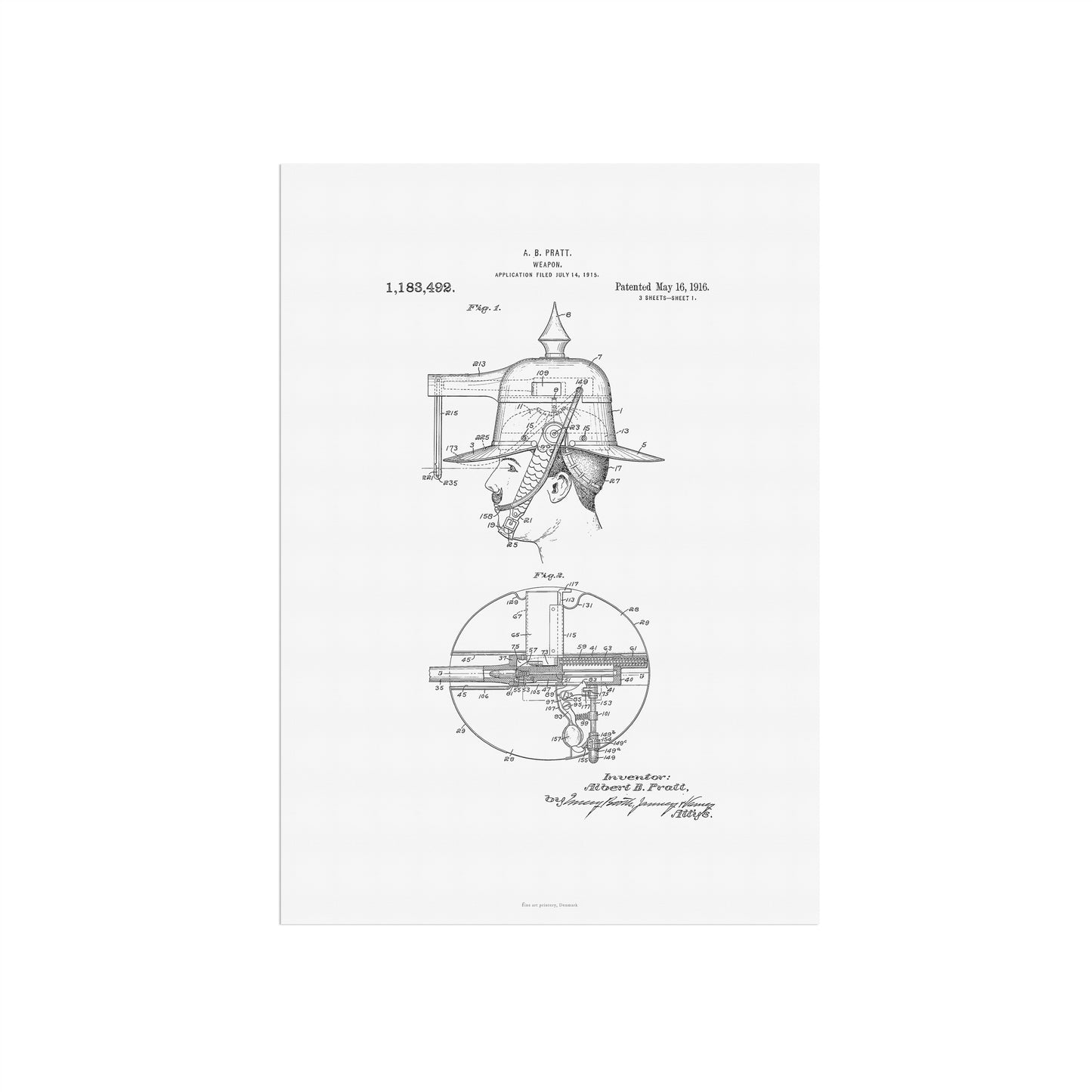 Patenttegning af Pistol-hat (1915) – US1183492A