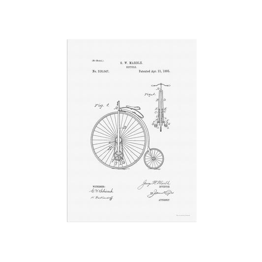 Patenttegning af Væltepeter Cykel (1885) – US316047A