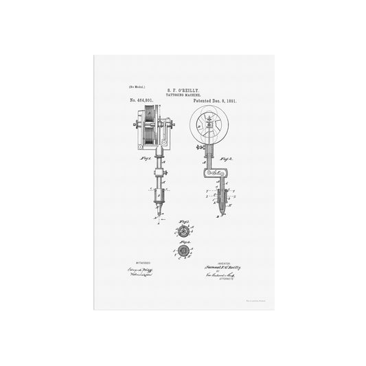Patenttegning af Tatoveringsmaskine (1891) – US464801A
