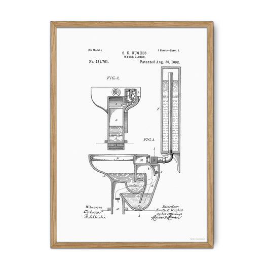 Patenttegning af Toilet (WC/Vandkloset) (1892) – US481761A