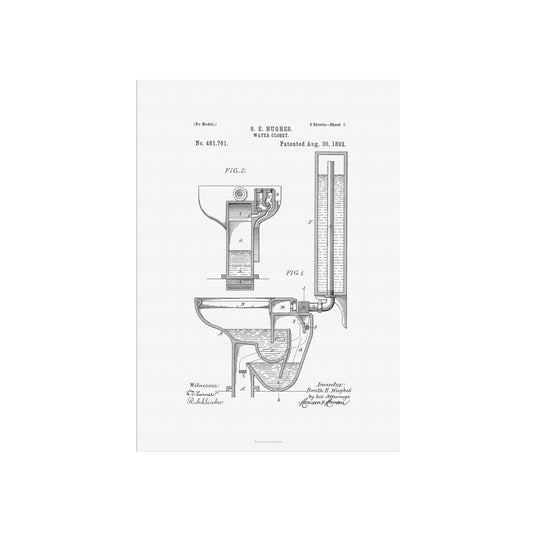 Patenttegning af Toilet (WC/Vandkloset) (1892) – US481761A