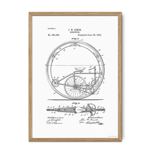 Patenttegning af Monocykel (1894) – US521786A