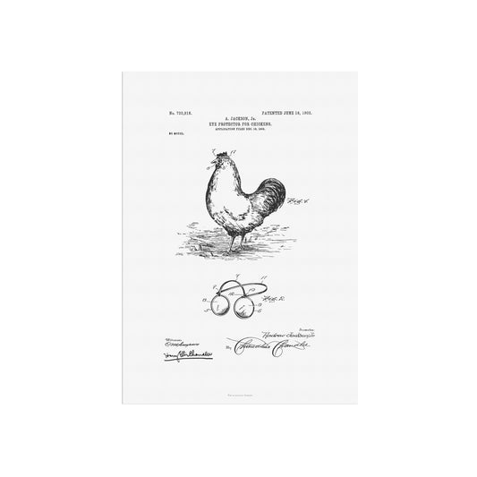 Patenttegning af Øjenbeskytter til Høns (1902) – US730918A