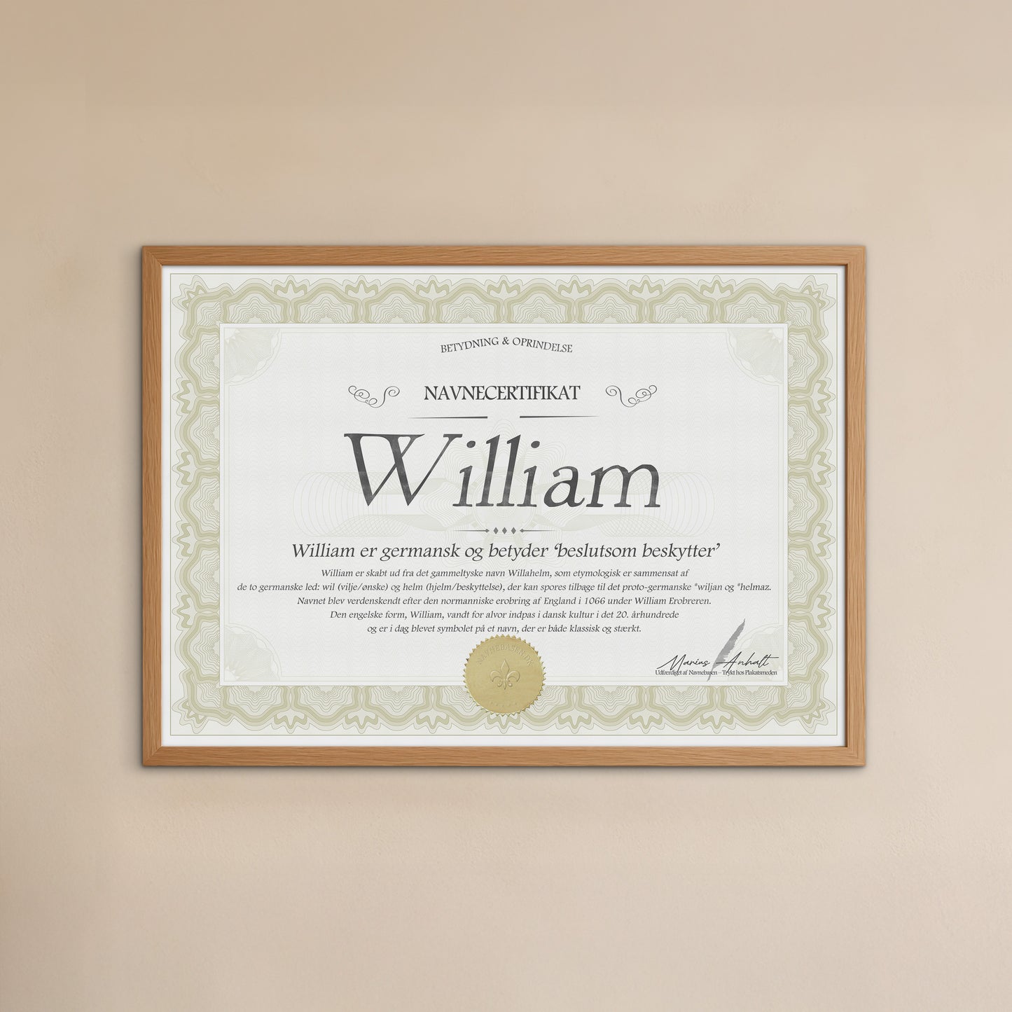 Hvad betyder William | Navnecertifikat med Betydning & Oprindelse