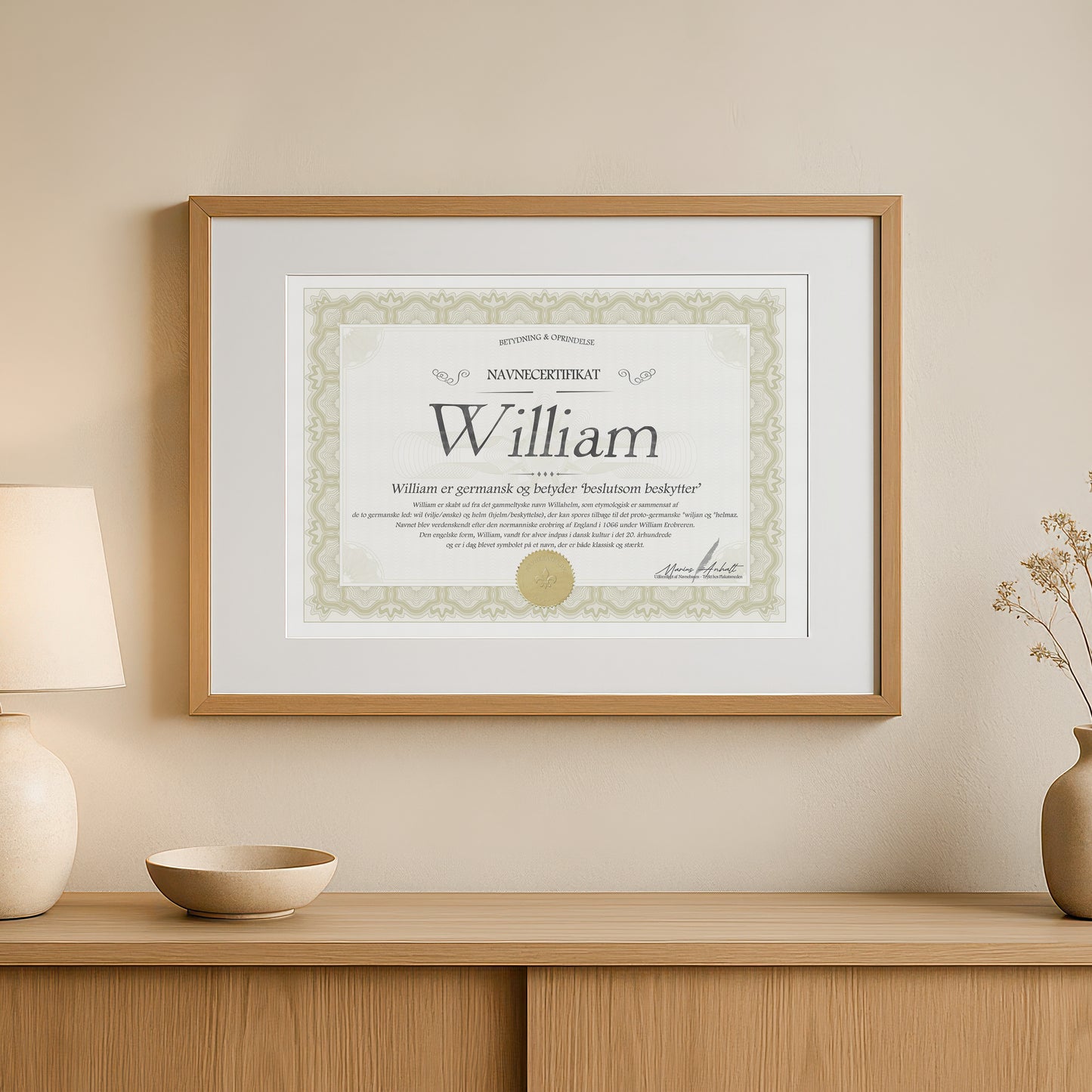 Hvad betyder William | Navnecertifikat med Betydning & Oprindelse