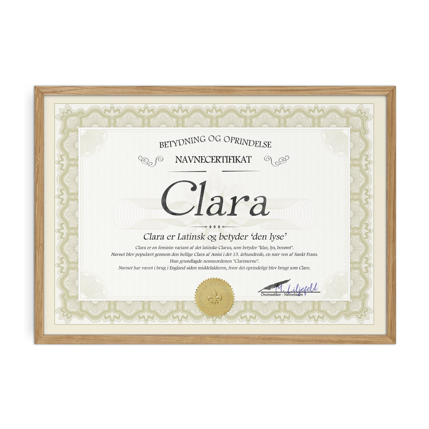 Clara Navnecertifikat