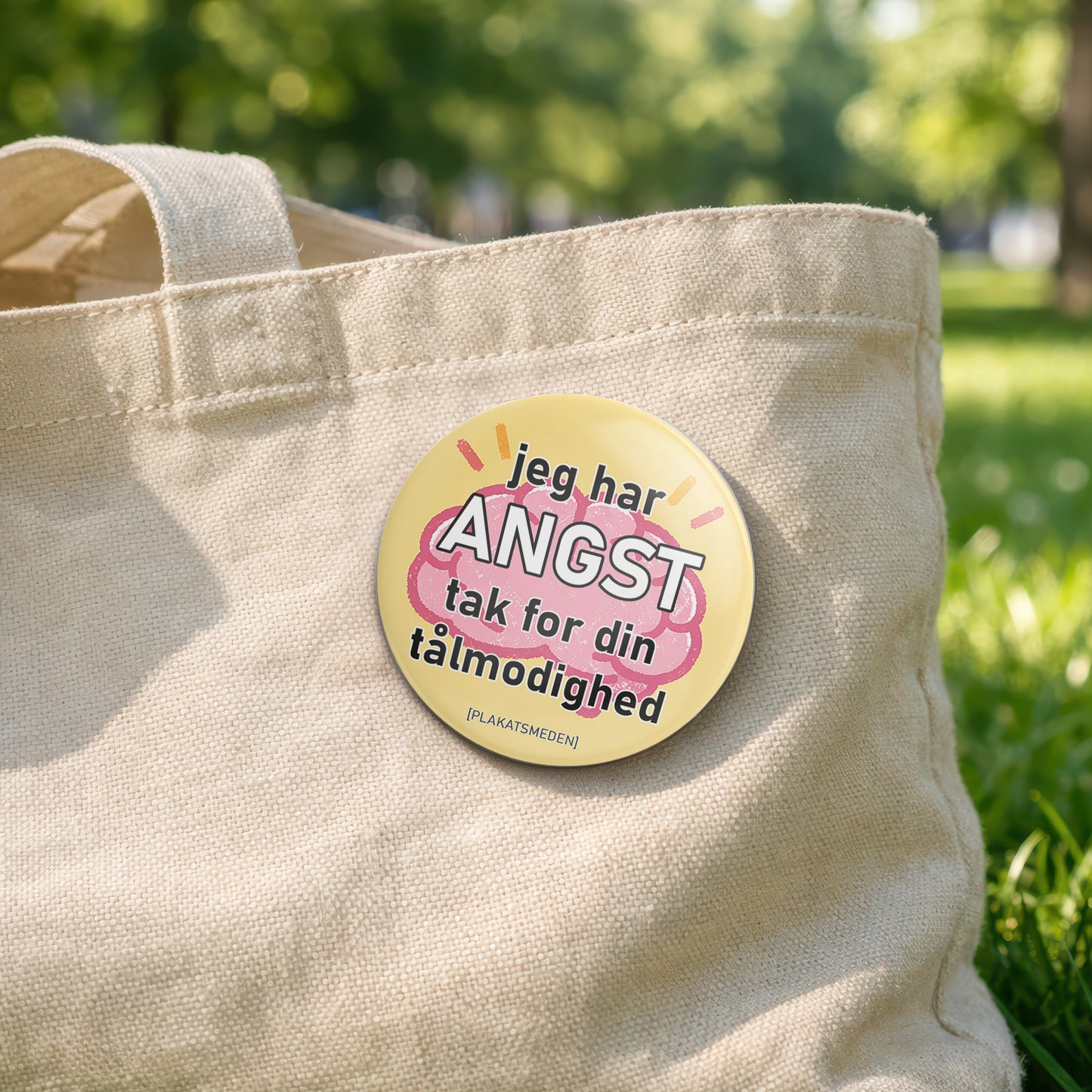 Angst Badge: "Jeg har angst – tak for din tålmodighed"