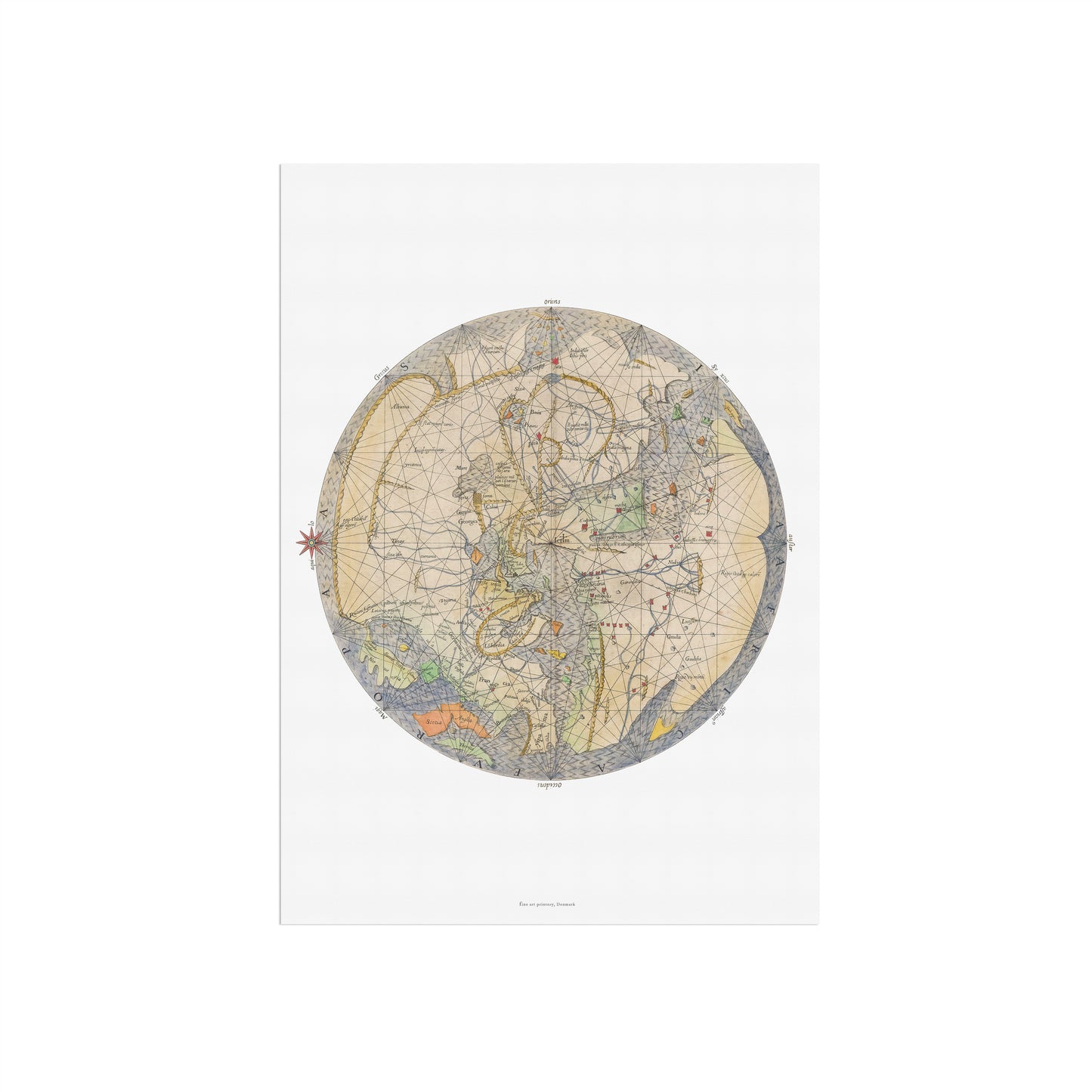 World Map Mappa Mundi by Johann Bongars, 1611