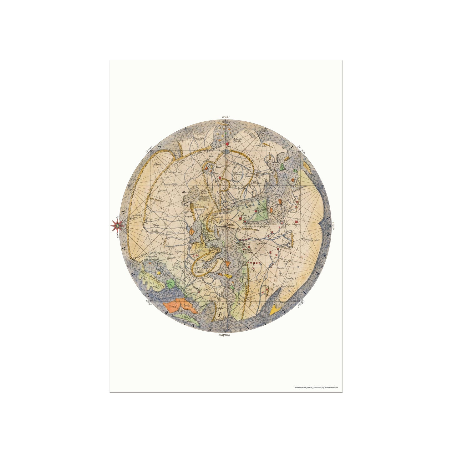 World Map Mappa Mundi by Johann Bongars, 1611