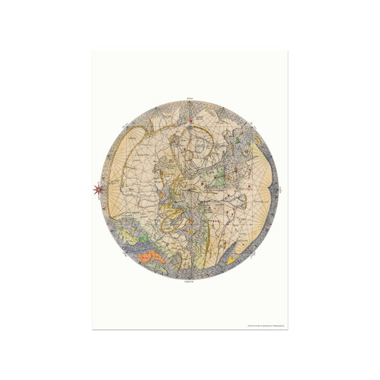 World Map Mappa Mundi by Johann Bongars, 1611