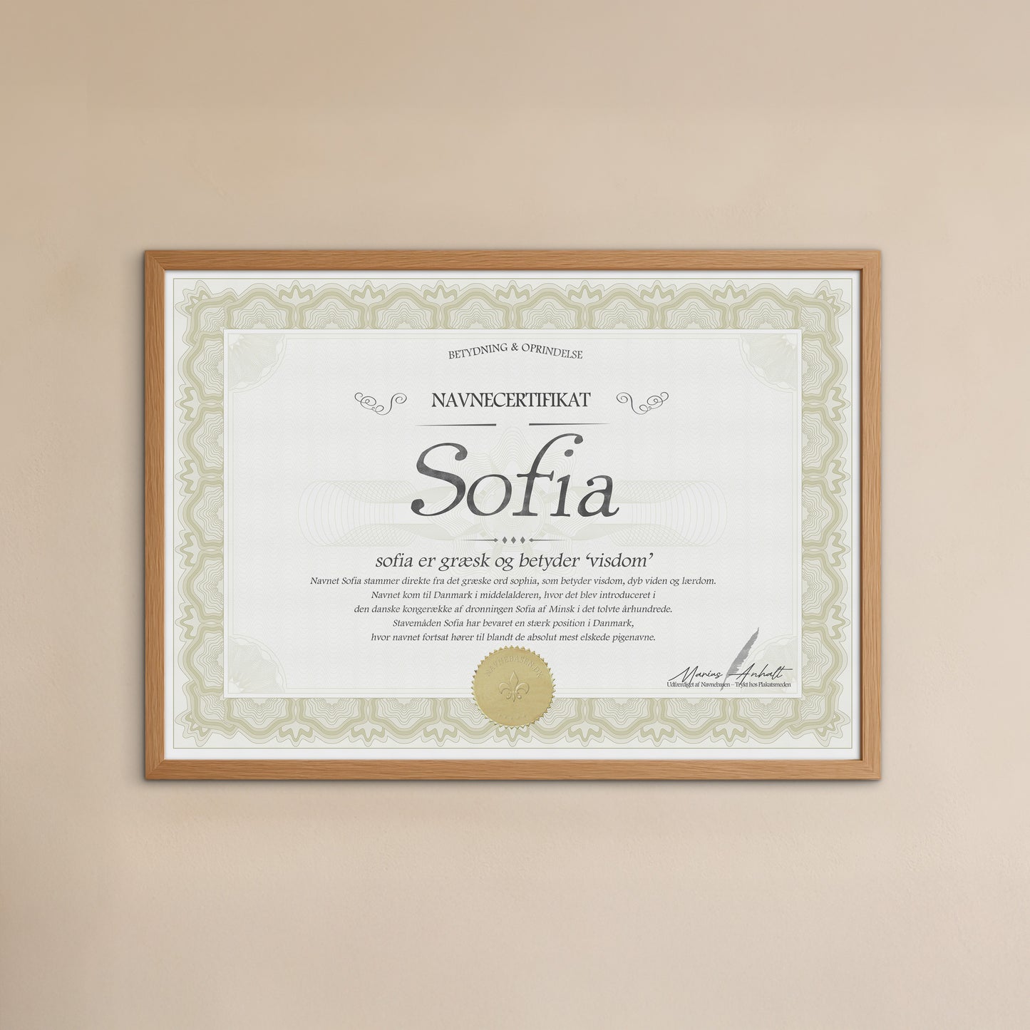 Hvad betyder Sofia | Navnecertifikat med Betydning & Oprindelse