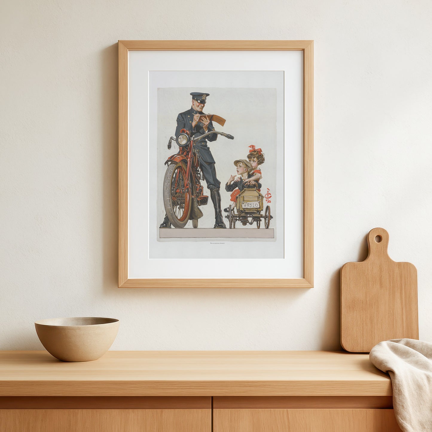 Retro Kunstplakat - 'Traffic Stop' af J.C. Leyendecker (1922)