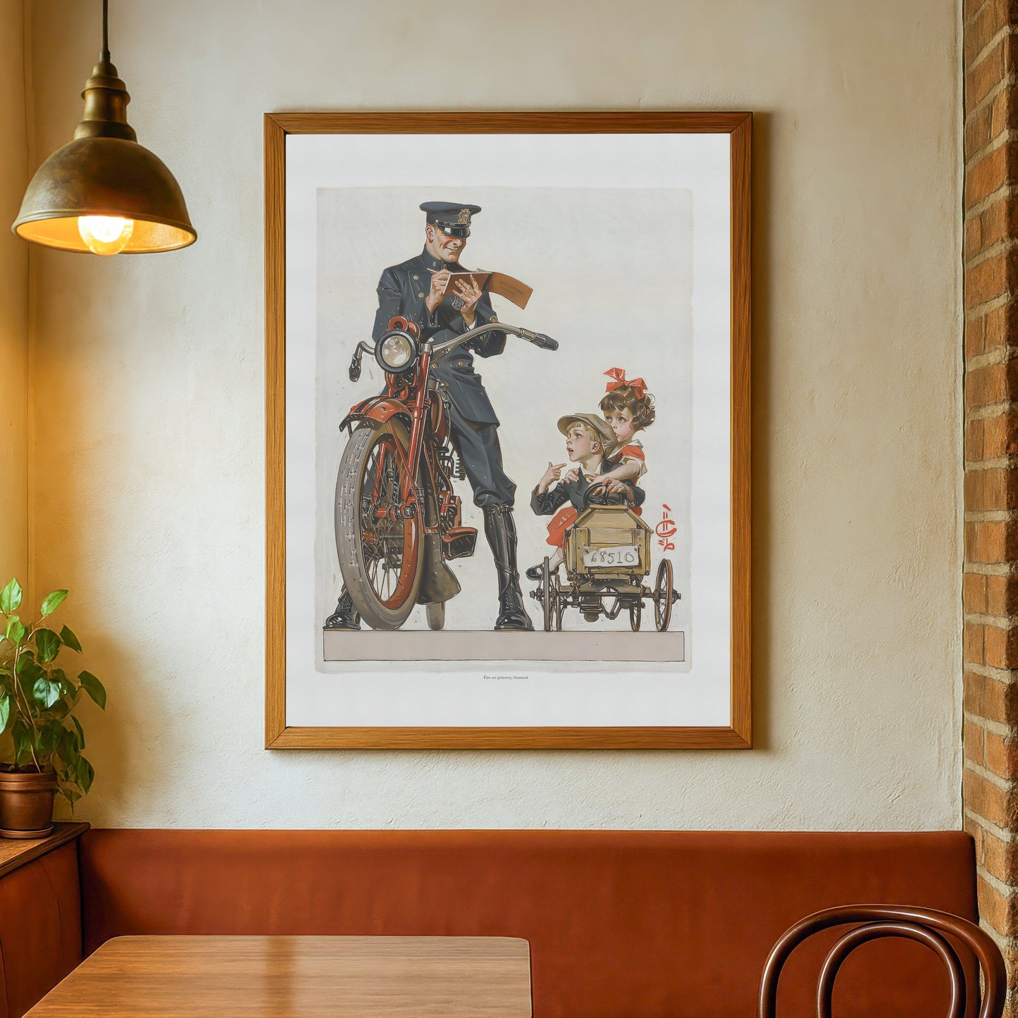 Retro Kunstplakat - 'Traffic Stop' af J.C. Leyendecker (1922)