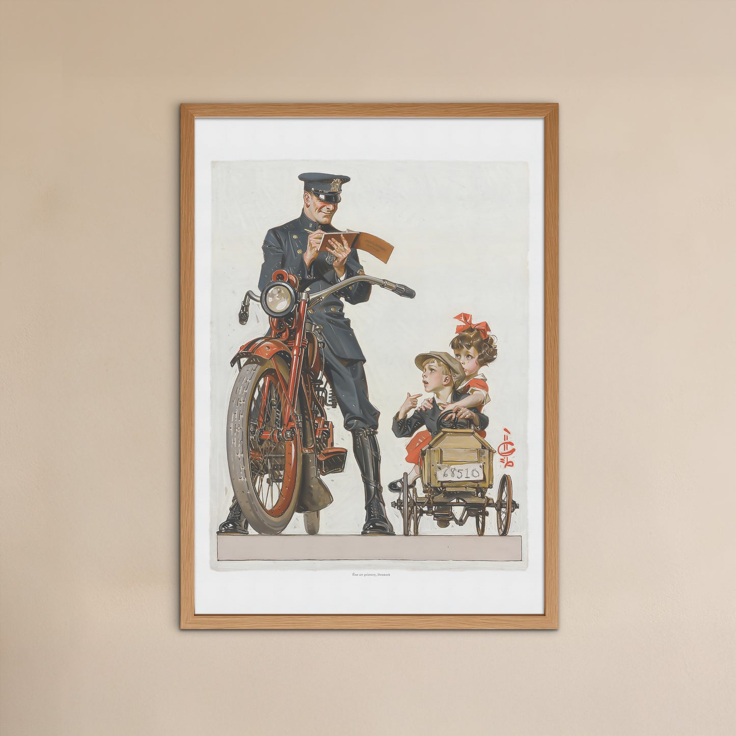 Retro Kunstplakat - 'Traffic Stop' af J.C. Leyendecker (1922)