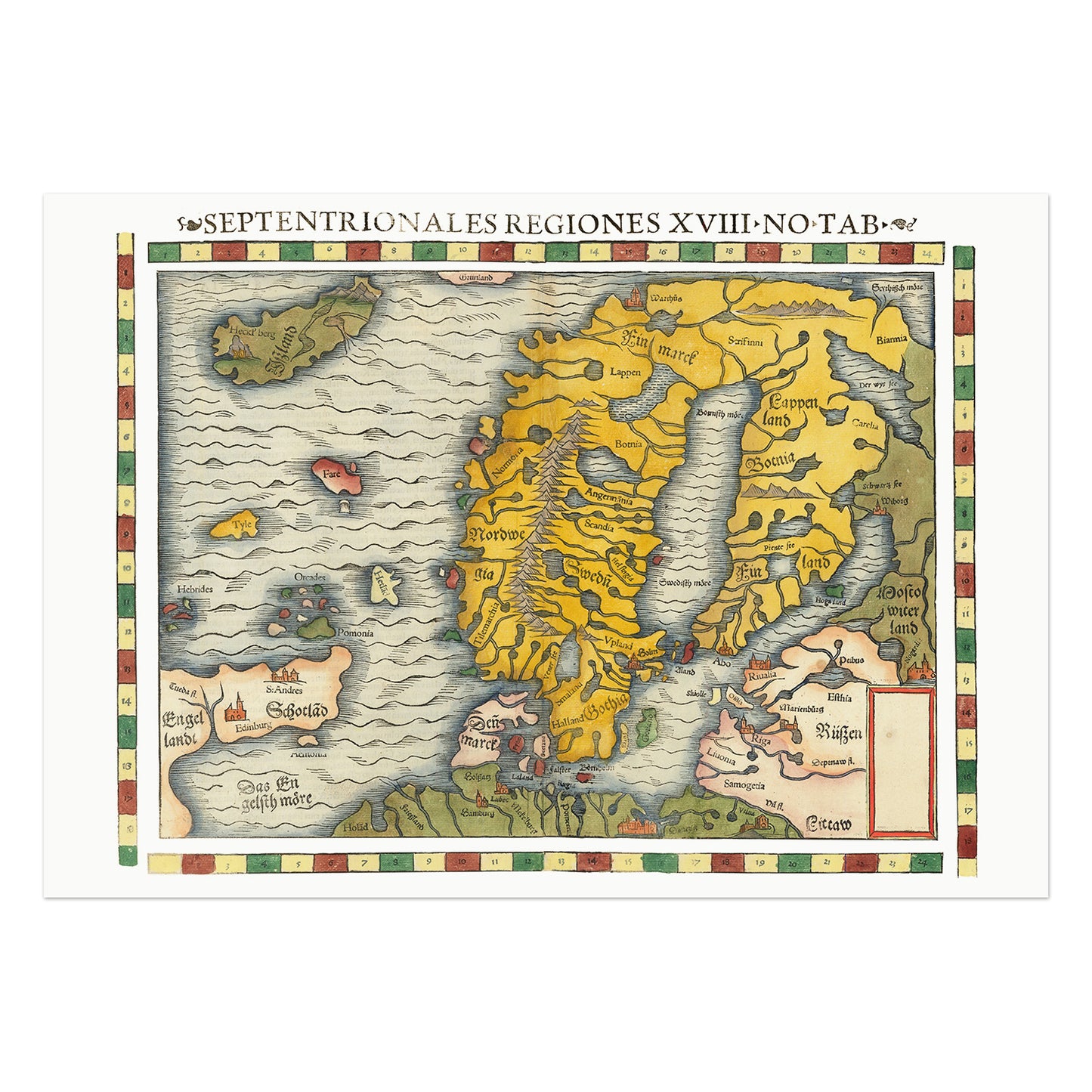 Septentrionales Regiones, kort over Skandinavien