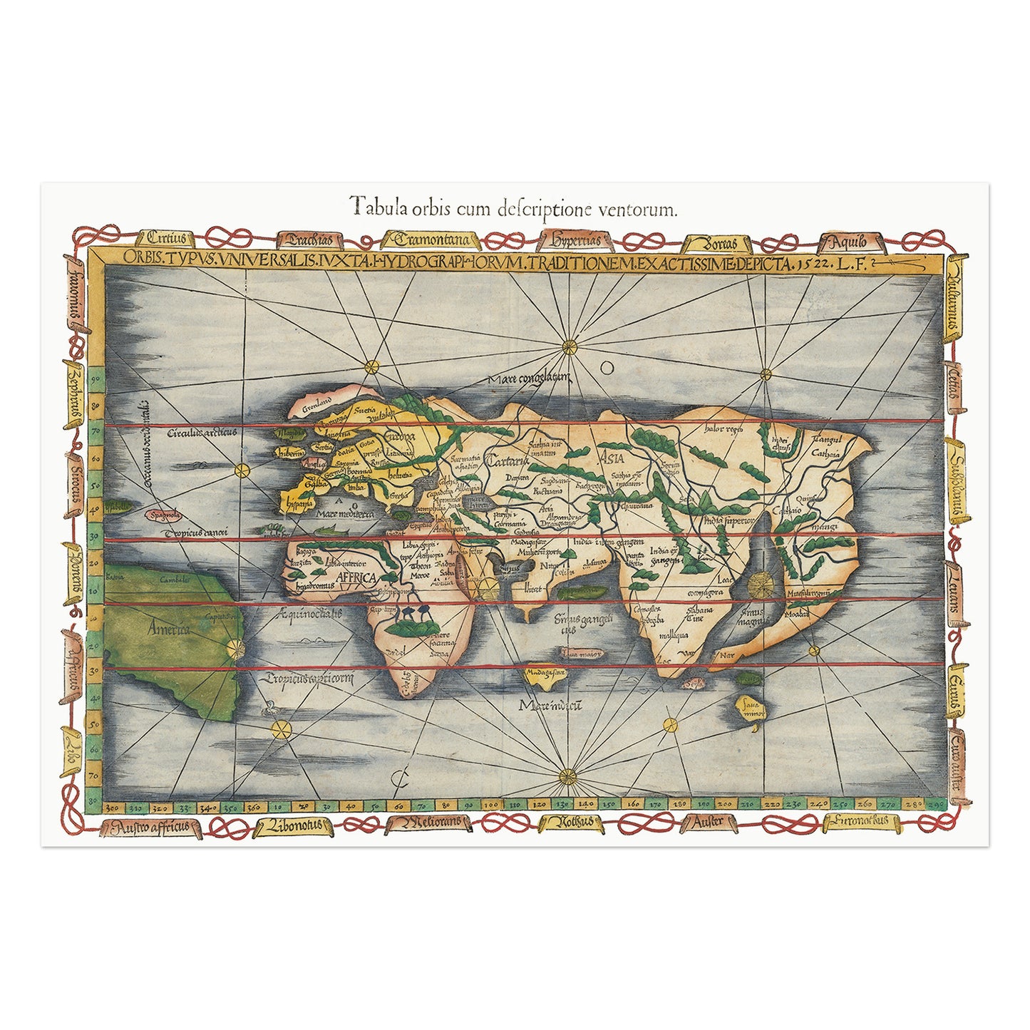 Tabula orbis, World Map by Lorenz Fries